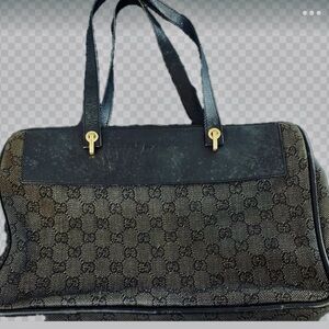 AUTHENTIC Gucci GG Canvas Leather Shoulder Bag